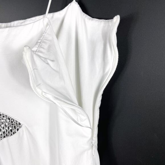 Superdown Cia Mini Dress White Cutout Sequin Net Bodycon Jersey Sz L - Picture 10 of 13